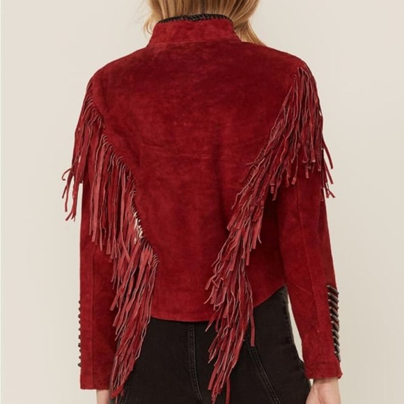 ❗️SOLD❗️NWT GENUINE SUEDE CRIPPLE CREEK JACKET WITH FRINGE AND NATIVE DETAILS - Picture 3 of 14